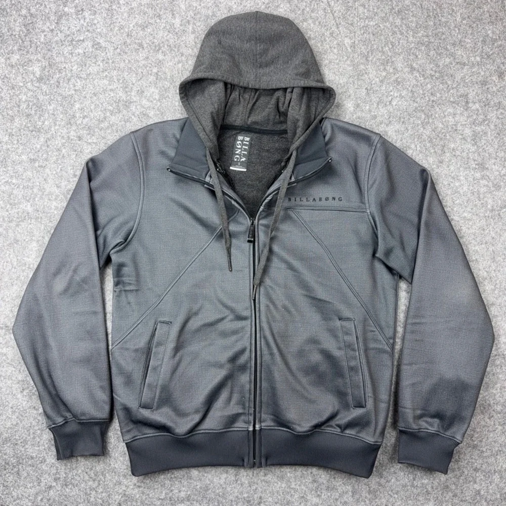 Billabong‎ Jacket Mens Small Gray 2-in-1 Fleece Lined Hooded Full Zip Surf Y2K